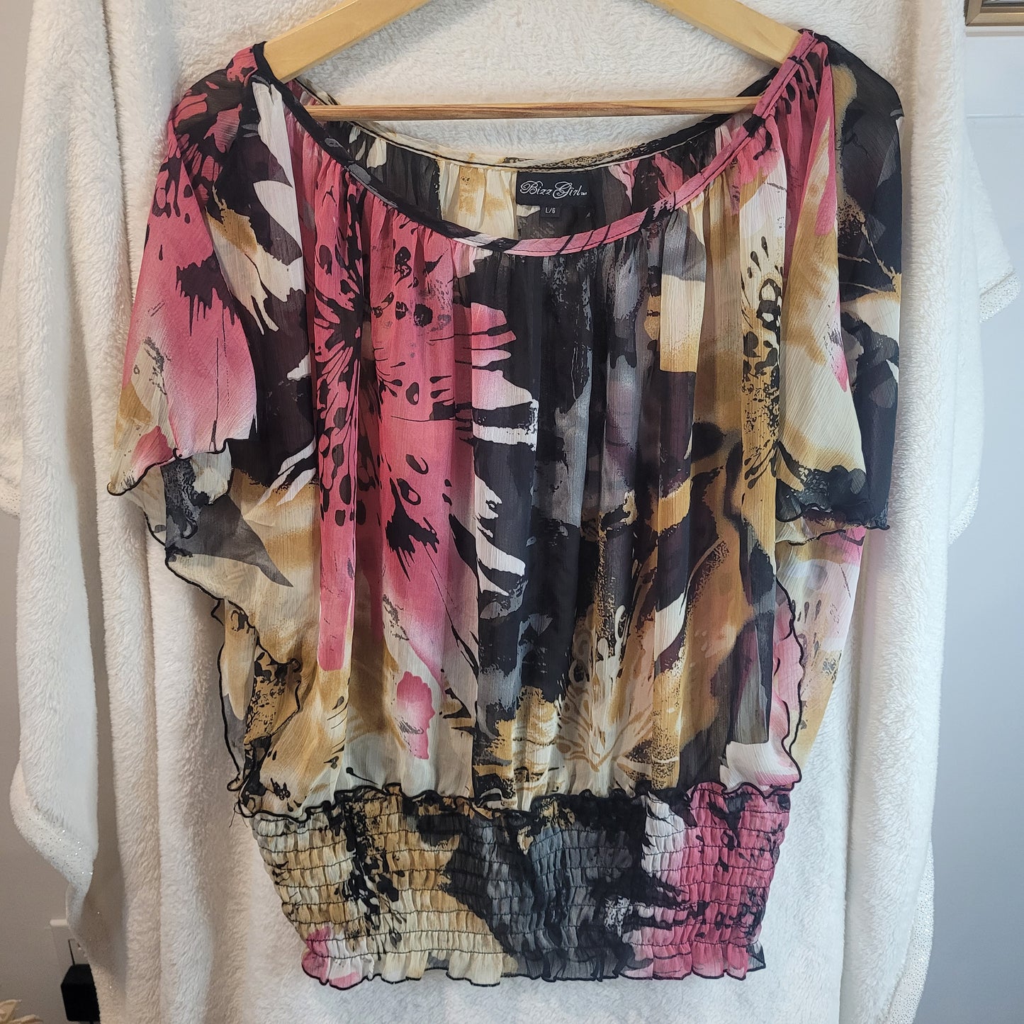 Sheer Floral Women's Top LG